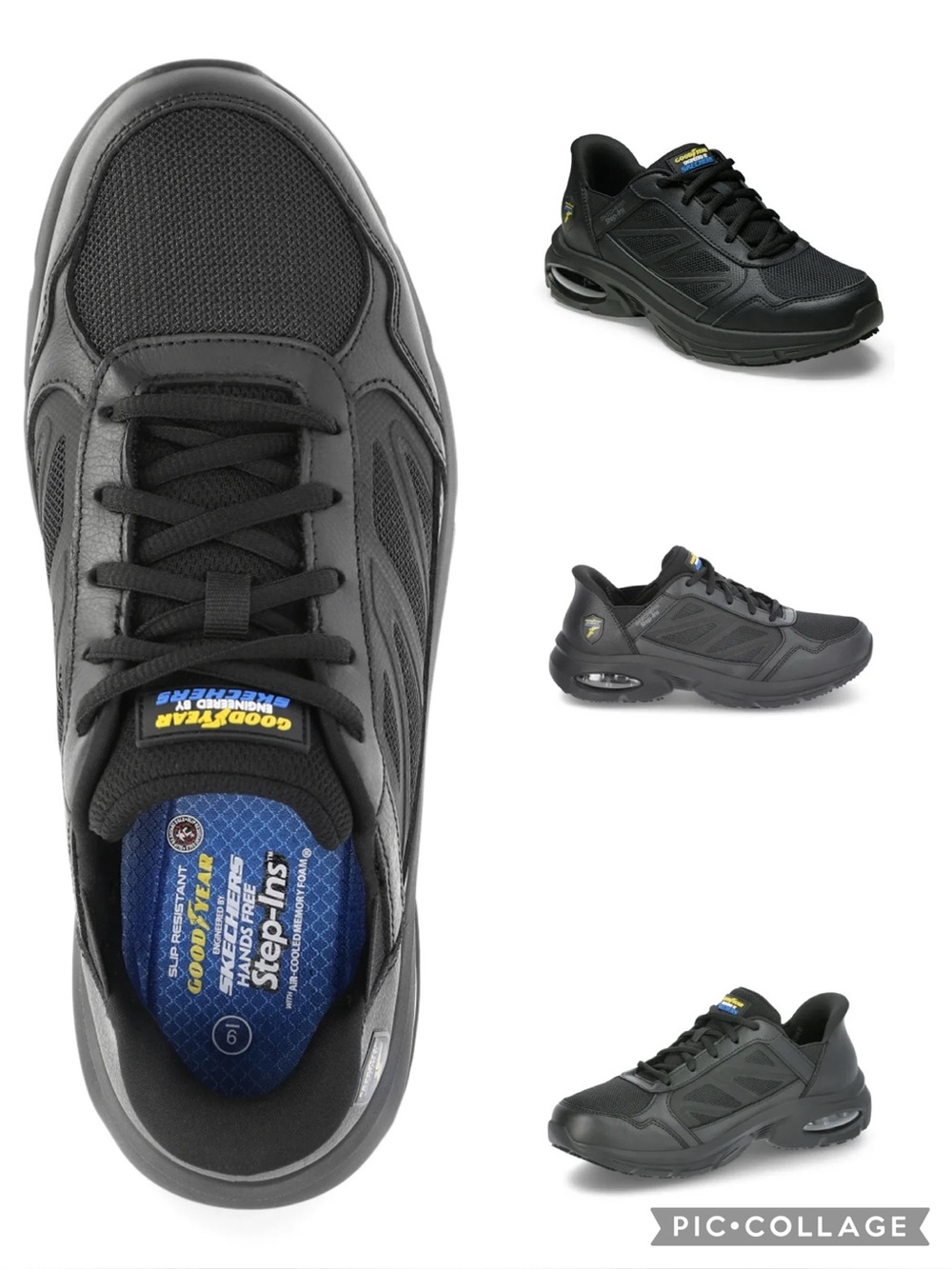 Goodyear Sketchers Black Step-In Non-Slip Work Shoes
